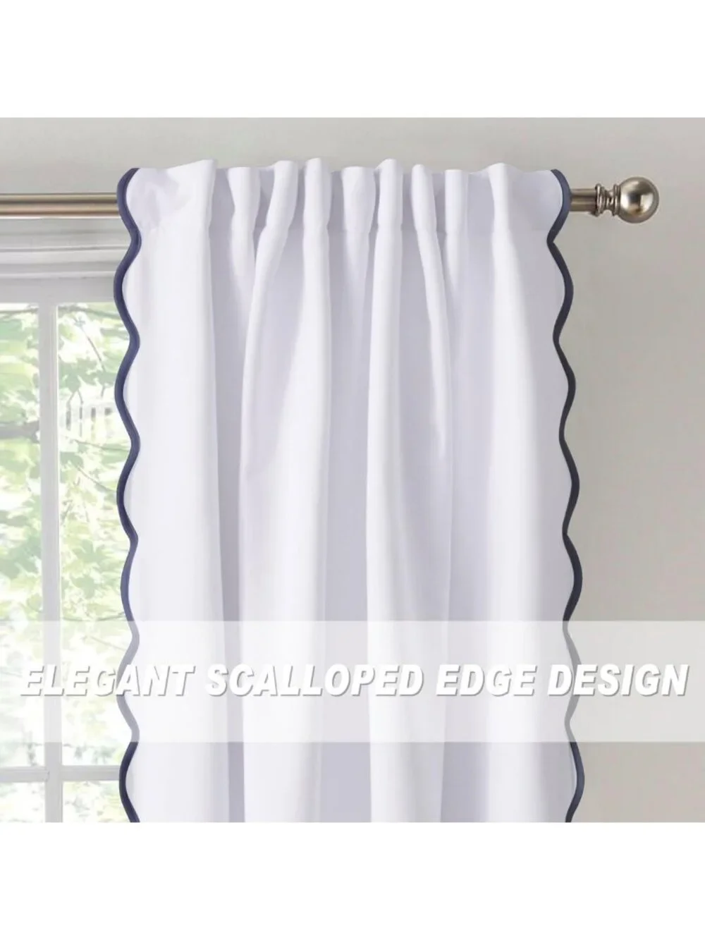 Light Filtering Scallop Edge Curtains, 52